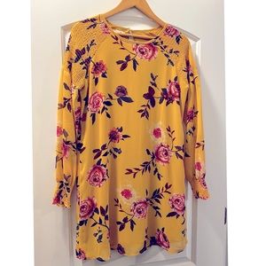 Yellow Floral Shift Dress